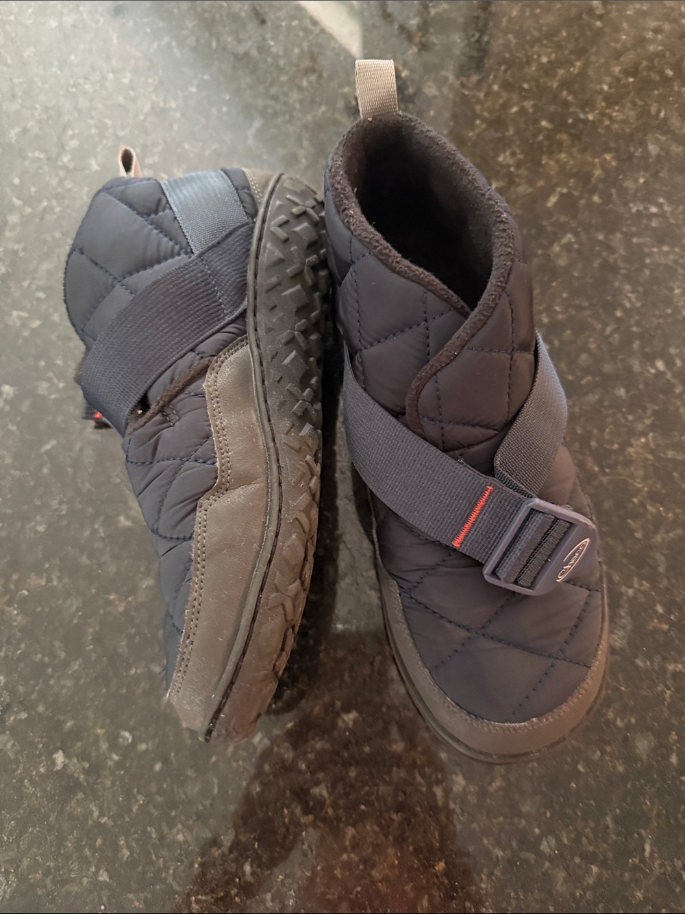 Chaco Quilted Navy Slip-On Loafers with Adjustable Strap
